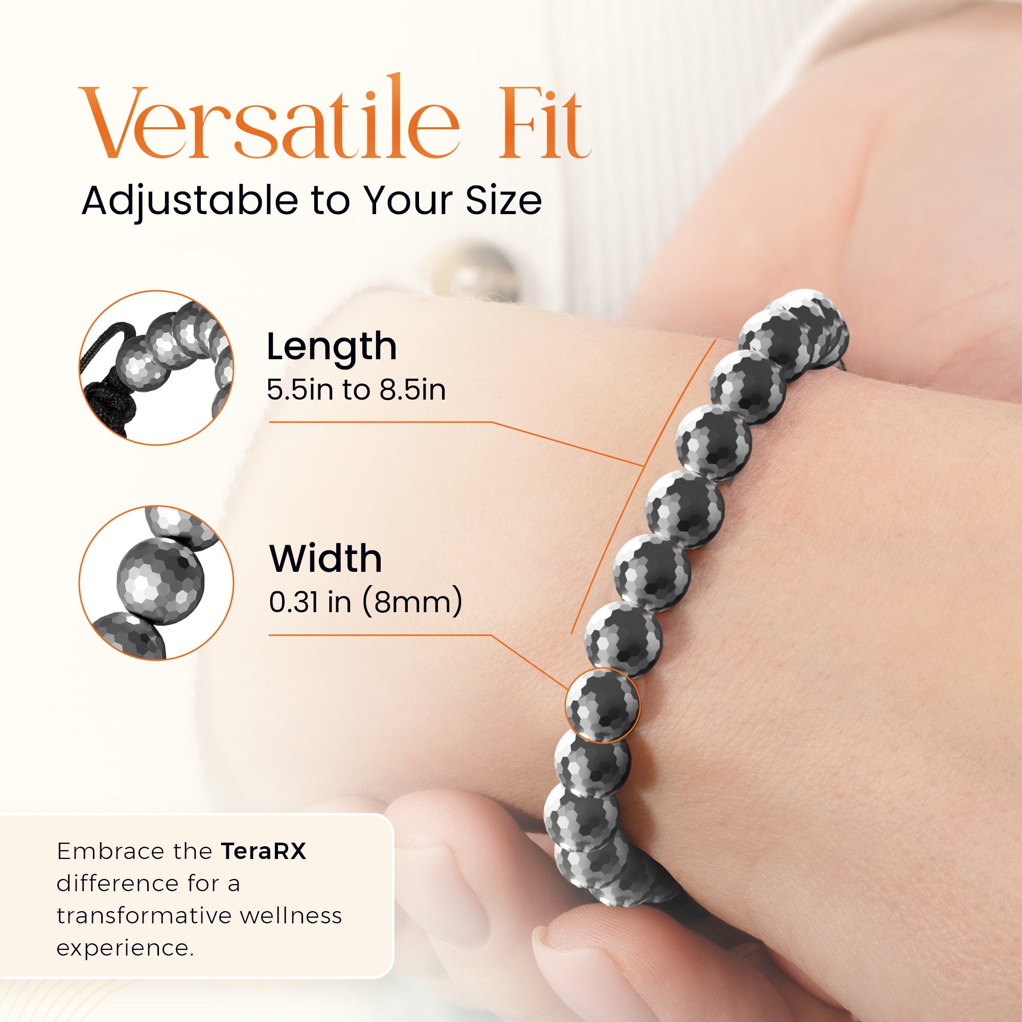 Terahertz Bracelet Faceted Beads (8MM)